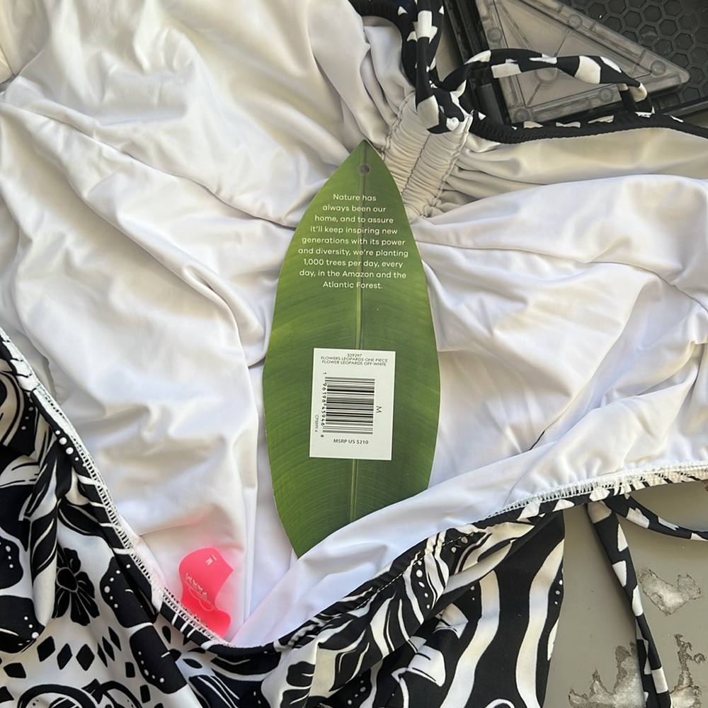 Farm Rio Black Flowers Leopards One-Piece Swimsuit - Picture 7 of 7